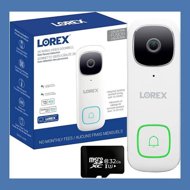 Lorex 2K WiFi Video Doorbell - Home Surveillance