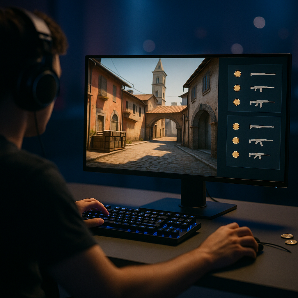 Photorealistic news-style still: close-up of a gaming monitor on a desk showing a split